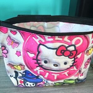 Hello Kitty Make Up Bag Pouch New W/out Tags W Hearts Flowers Pink White Red Cat